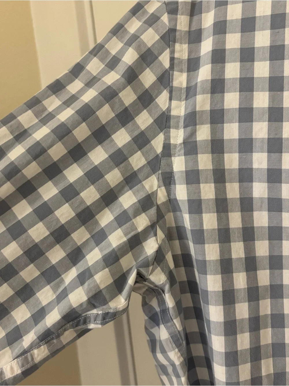 J. Crew Men's Blue and White Gingham Button-Down Shirt